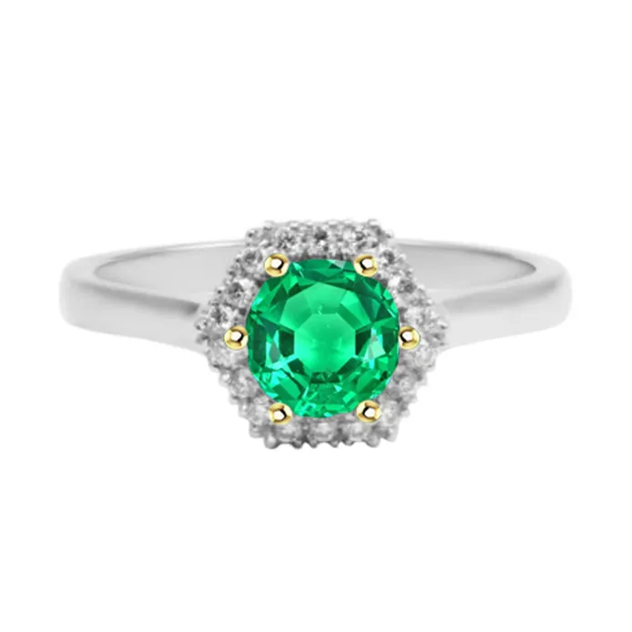 Rings HarryChadEntcom Halo Jewelry Zambian Green Emerald Ring