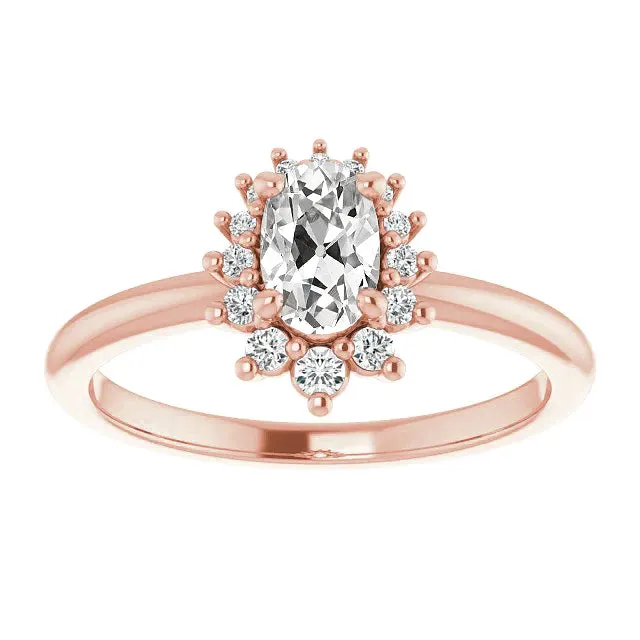 Rings HarryChadEntcom Halo Wedding Ring Old Cut Oval Round Natural Earth Mined Diamonds 425 Carats