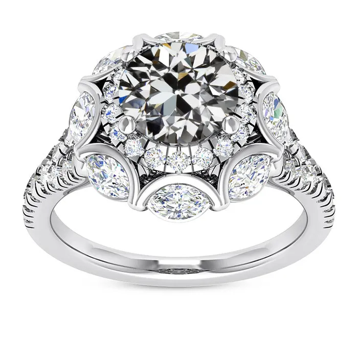 Rings HarryChadEntcom Marquise Round Old Cut Real Natural Earth Mined Diamond Halo Engagement Ring 11 Carats Rings HarryChadEntcom Marquise Round Old Cut Real Natural Earth Mined Diamond Halo Engagement Ring 11 Carats
