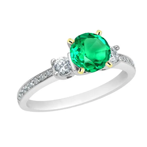 Rings HarryChadEntcom May Birthstone Ring Green Emerald Round Cut Diamonds Rings HarryChadEntcom May Birthstone Ring Green Emerald Round Cut Diamonds