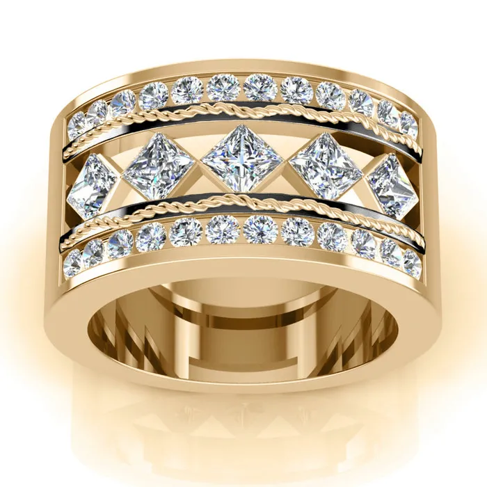 Rings HarryChadEntcom Mens Ring Rope Wave 5 Stone Band Black Gold Accents 375 Carats Mined Diamond Rings HarryChadEntcom Mens Ring Rope Wave 5 Stone Band Black Gold Accents 375 Carats Mined Diamond