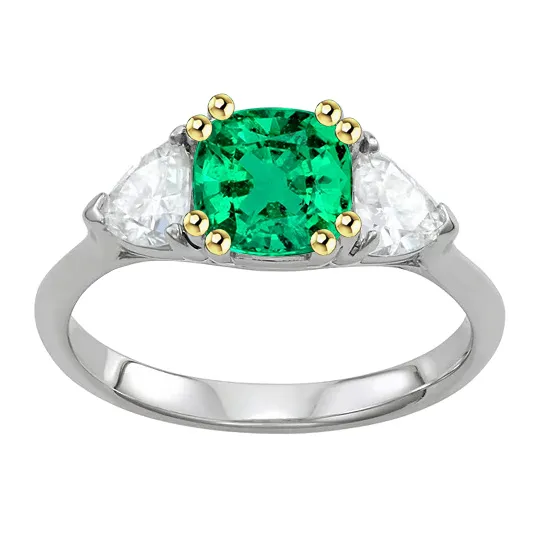 Rings HarryChadEntcom Trilliant Cut Diamond Green Emerald Ring
