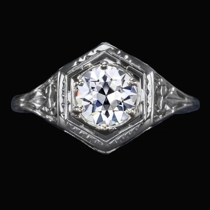 Rings HarryChadEntcom Vintage Style Solitaire Ring Round Old Mine Cut Natural Earth Mined Diamond 2 Carats Gold