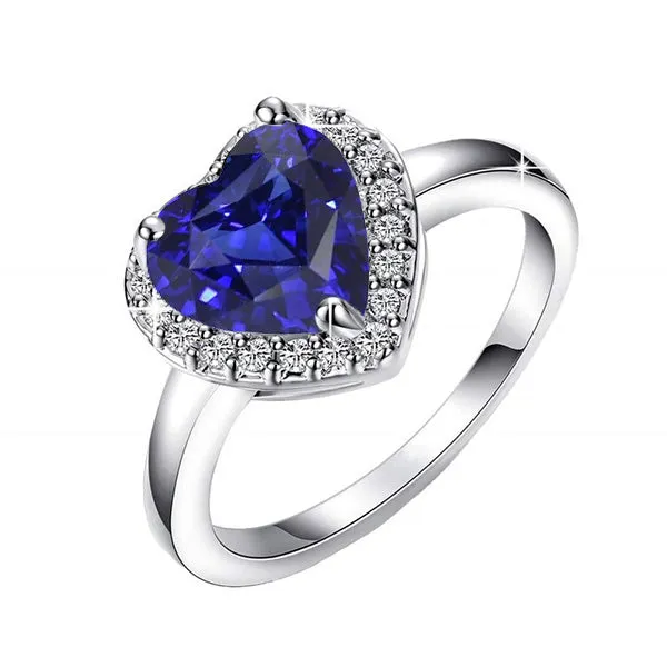 Rings HarryChadEntcom Women Halo Heart Sri Lankan Sapphire Natural Earth Mined Diamonds Ring 3 Carats Rings HarryChadEntcom Women Halo Heart Sri Lankan Sapphire Natural Earth Mined Diamonds Ring 3 Carats
