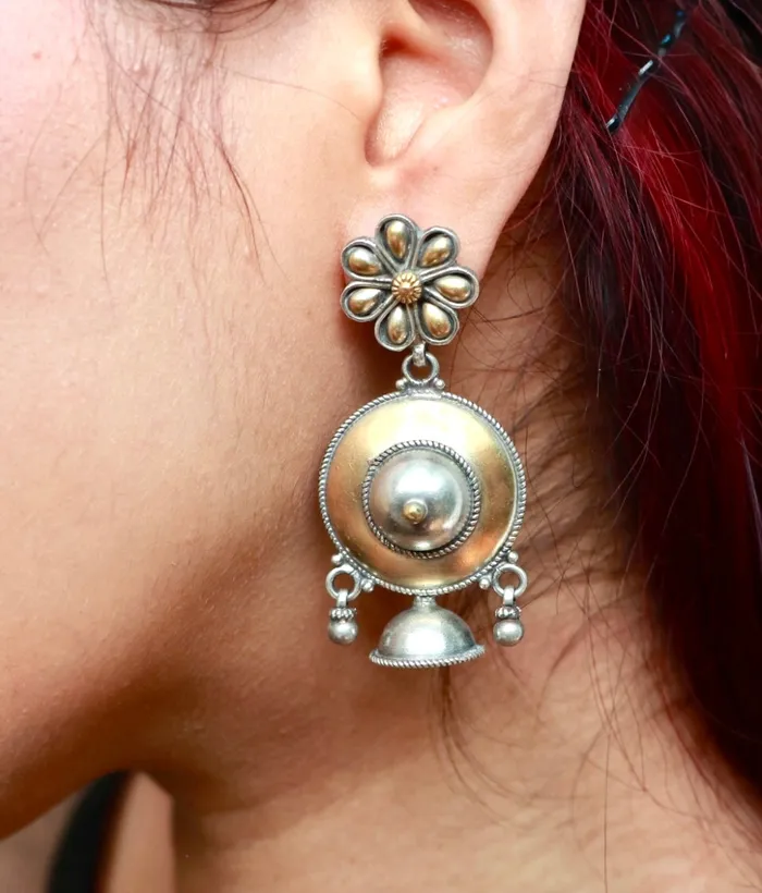 Rings Jaipur The Shazia Two tone Silver Jhumkas