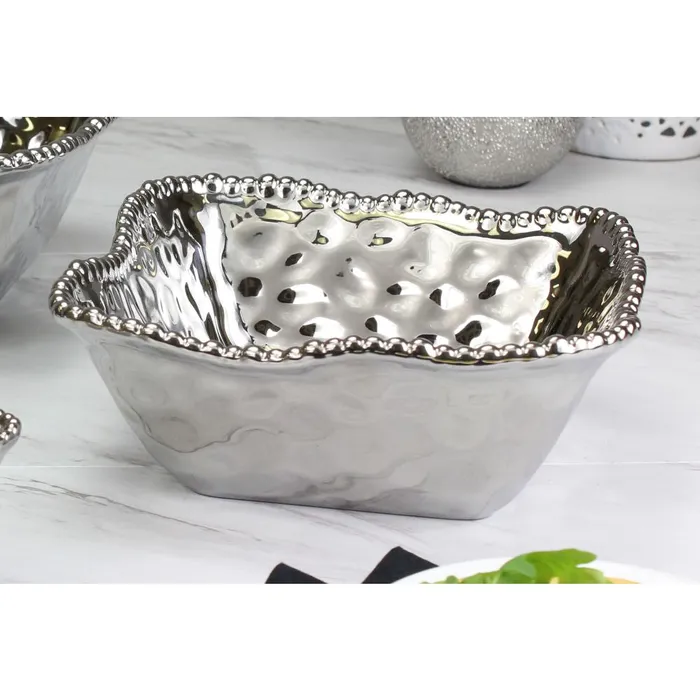Rings Pampa Bay Verona Porcelain Square Salad Bowl Silver Pampa Bay