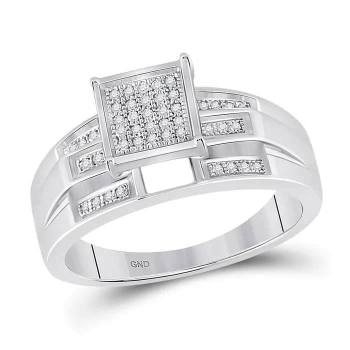 Rings Sterling Silver Round Diamond Square Bridal Engagement Ring 18 Cttw S7 GND Rings Sterling Silver Round Diamond Square Bridal Engagement Ring 18 Cttw S7 GND