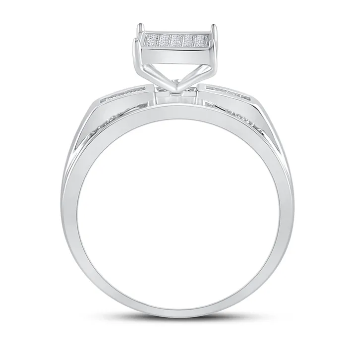 Rings Sterling Silver Round Diamond Square Bridal Engagement Ring 18 Cttw S7 GND Rings Sterling Silver Round Diamond Square Bridal Engagement Ring 18 Cttw S7 GND