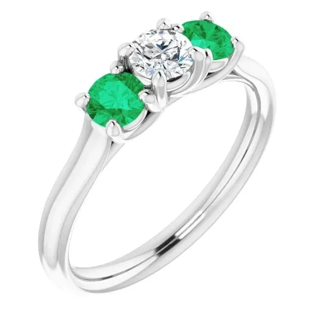 Rings Three Stone Natural Earth Mined Diamond Emerald Ring 240 Carats White Gold 14K GB Rings Three Stone Natural Earth Mined Diamond Emerald Ring 240 Carats White Gold 14K GB