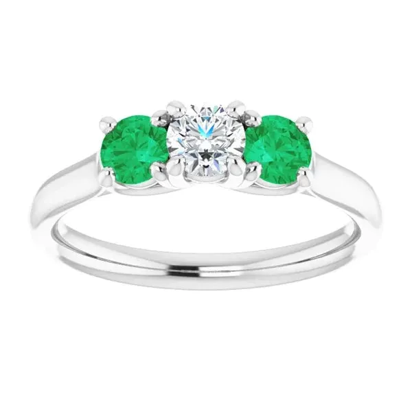 Rings Three Stone Natural Earth Mined Diamond Emerald Ring 240 Carats White Gold 14K GB Rings Three Stone Natural Earth Mined Diamond Emerald Ring 240 Carats White Gold 14K GB