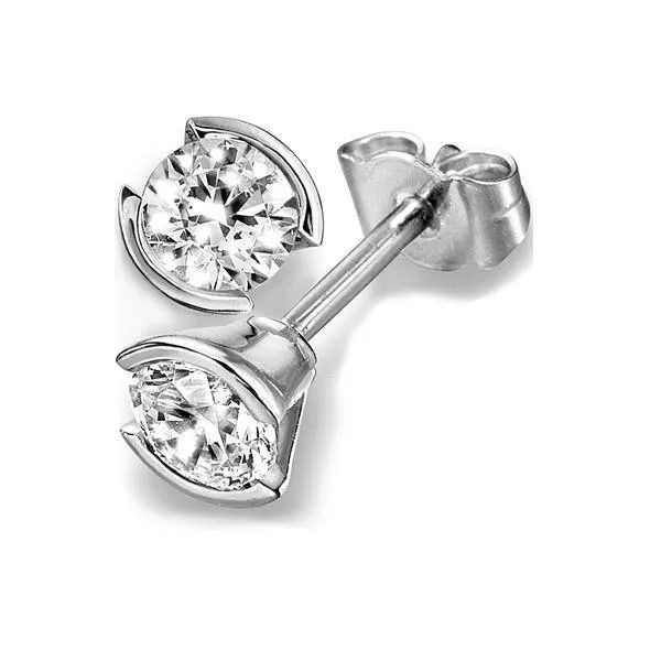 Round Cut Bezel Setting Solitaire Natural Earth Mined Diamond Stud Earring 170 Ct Gold GB Earrings Round Cut Bezel Setting Solitaire Natural Earth Mined Diamond Stud Earring 170 Ct Gold GB Earrings
