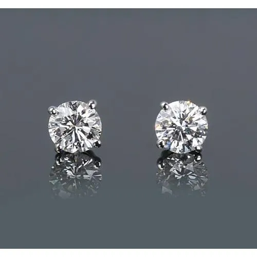 Round Natural Earth Mined Diamond Stud Earrings 150 Carats Prong Style White Gold 14K GB Earrings Round Natural Earth Mined Diamond Stud Earrings 150 Carats Prong Style White Gold 14K GB Earrings
