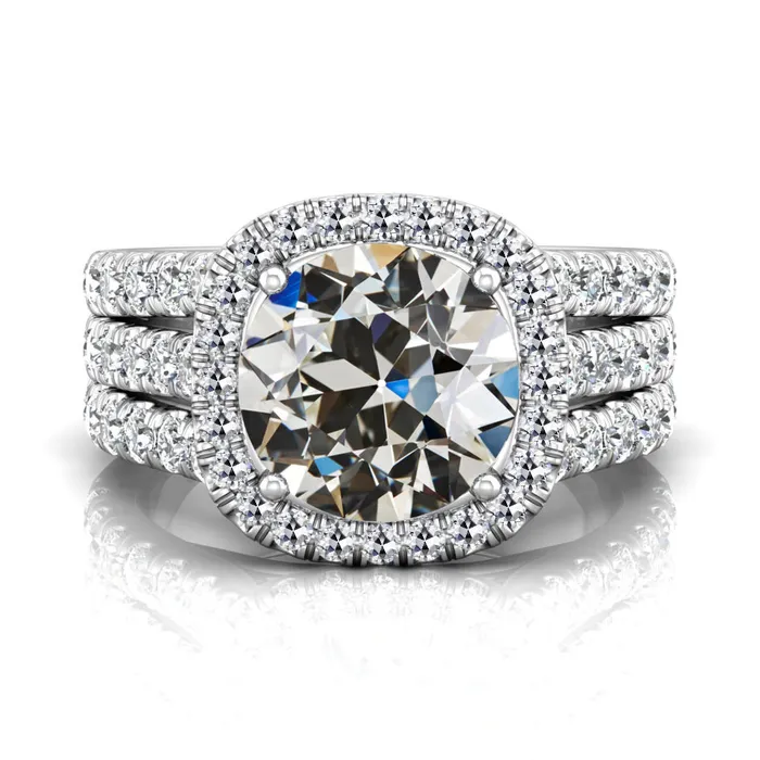 Round Old Cut Natural Earth Mined Diamond Halo Ring Triple Row Accents 850 Carats HarryChadEntcom Rings Round Old Cut Natural Earth Mined Diamond Halo Ring Triple Row Accents 850 Carats HarryChadEntcom Rings