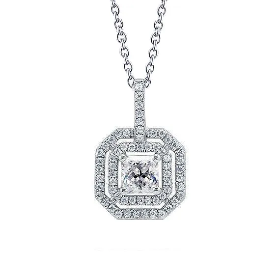 Round Princess Cut Natural Earth Mined Diamond Necklace Pendant 210 Carats White Gold GB Necklaces Round Princess Cut Natural Earth Mined Diamond Necklace Pendant 210 Carats White Gold GB Necklaces