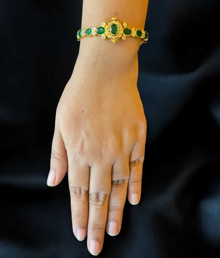Silversmith Bracelets The Harini Silver Kemp Bracelet GreenSize22242628