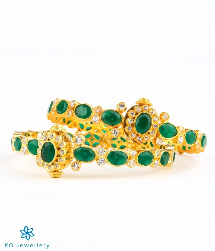 Silversmith Bracelets The Harini Silver Kemp Bracelet GreenSize22242628