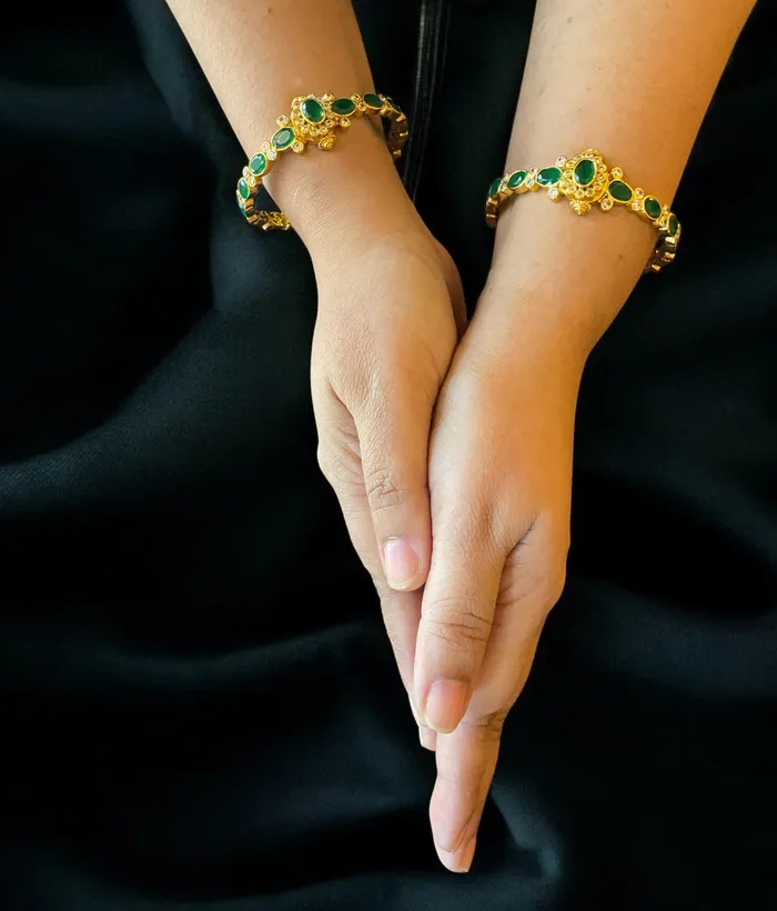 Silversmith Bracelets The Harini Silver Kemp Bracelet GreenSize22242628