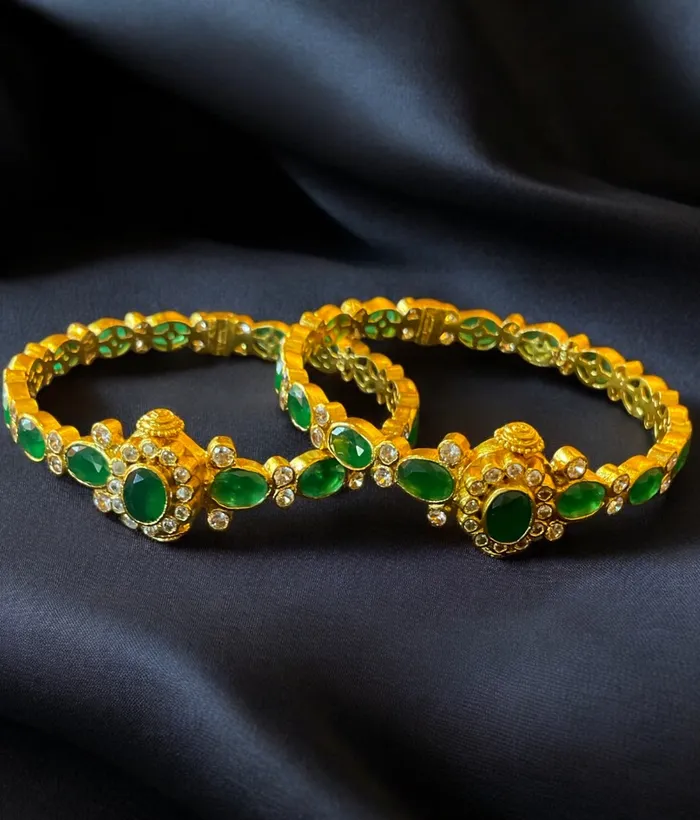 Silversmith Bracelets The Harini Silver Kemp Bracelet GreenSize22242628