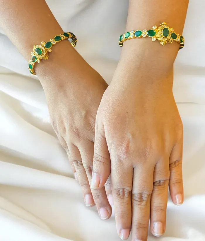 Silversmith Bracelets The Harini Silver Kemp Bracelet GreenSize22242628