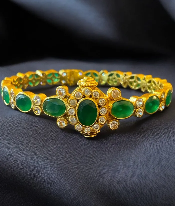 Silversmith Bracelets The Harini Silver Kemp Bracelet GreenSize22242628
