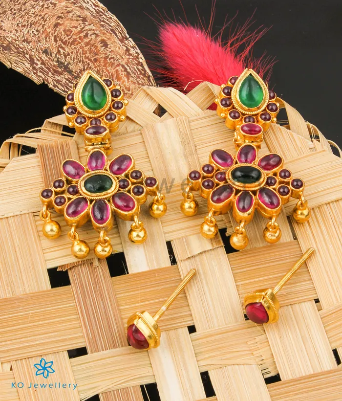 Silversmith Earrings The Dvaita Silver Kempu Reversible EarringsRedGreen