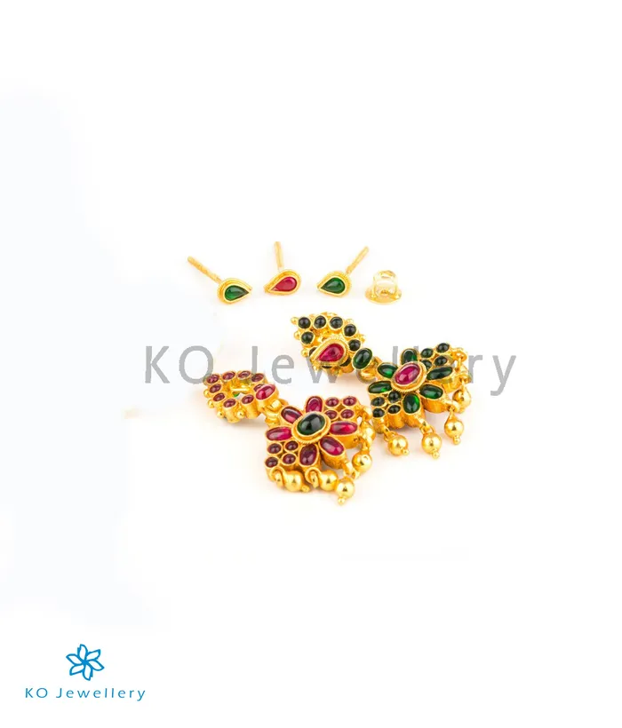 Silversmith Earrings The Dvaita Silver Kempu Reversible EarringsRedGreen