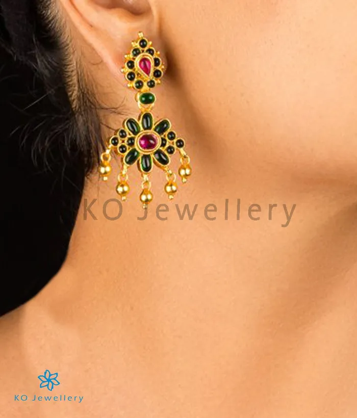 Silversmith Earrings The Dvaita Silver Kempu Reversible EarringsRedGreen