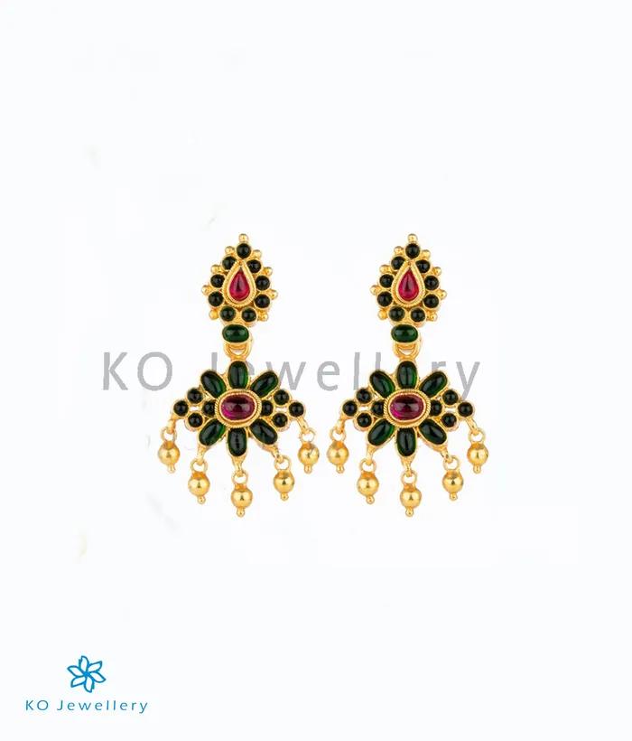 Silversmith Earrings The Dvaita Silver Kempu Reversible EarringsRedGreen