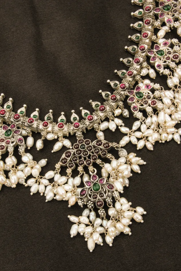 Silversmith Necklaces The Barha Silver Guttapusalu Necklace OxidisedShort