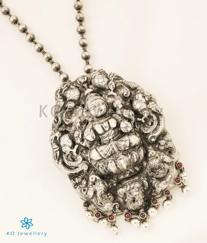 Silversmith Necklaces The Dharini Nakkasi Silver Lakshmi Necklace