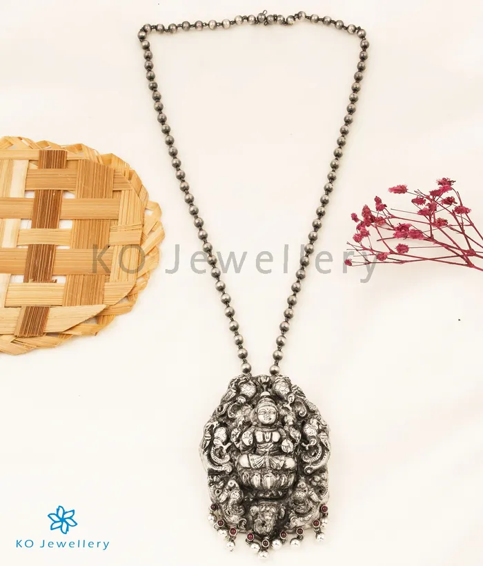 Silversmith Necklaces The Dharini Nakkasi Silver Lakshmi Necklace