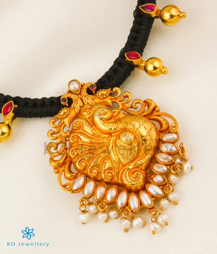 Silversmith Necklaces The Idhika Silver Peacock Thread Necklace