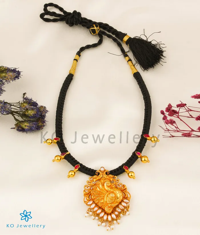 Silversmith Necklaces The Idhika Silver Peacock Thread Necklace
