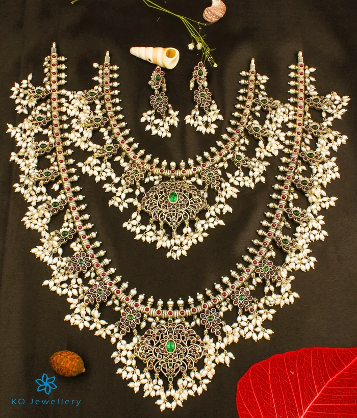Silversmith Necklaces The Pragathi Silver Guttapusalu Necklace Set Of 2