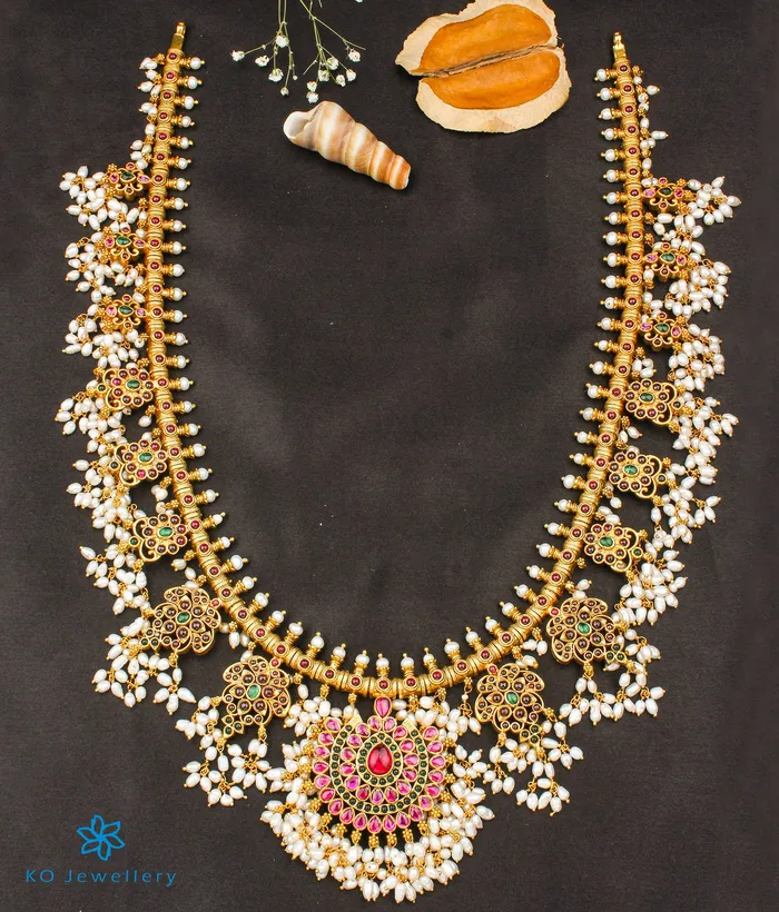 Silversmith Necklaces The Rakshita Silver Guttapusalu Necklace Long