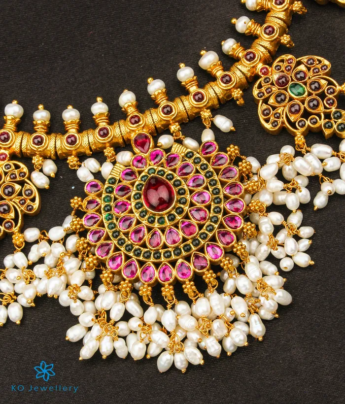 Silversmith Necklaces The Rakshita Silver Guttapusalu Necklace Long
