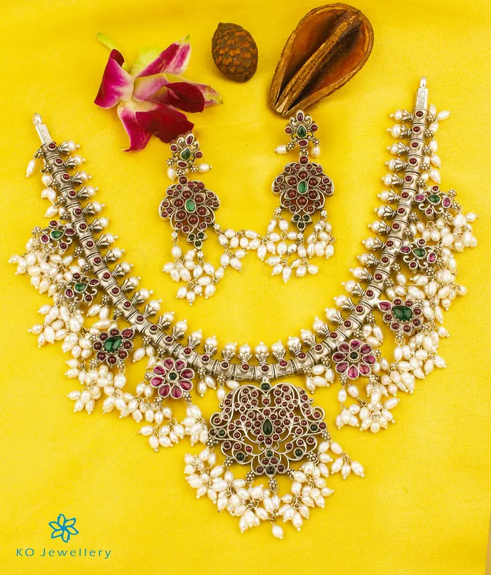Silversmith Necklaces The Sagara Silver Guttapusalu Necklace ShortOxidised