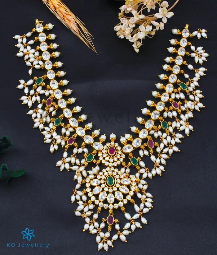 Silversmith Necklaces The Tarini Silver Guttapusalu Necklace MediumWhite Silversmith Necklaces The Tarini Silver Guttapusalu Necklace MediumWhite