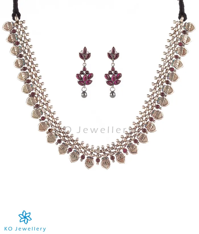 Silversmith The Kumuda Silver Necklace Oxidised Necklaces