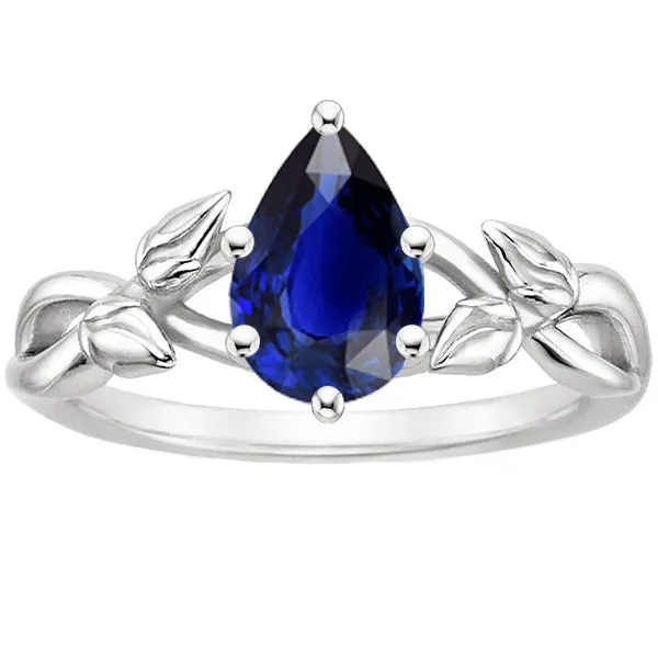Solitaire Ring Leaf Infinity Style Pear Shape Blue Sapphire 2 Carats HarryChadEntcom Rings Solitaire Ring Leaf Infinity Style Pear Shape Blue Sapphire 2 Carats HarryChadEntcom Rings