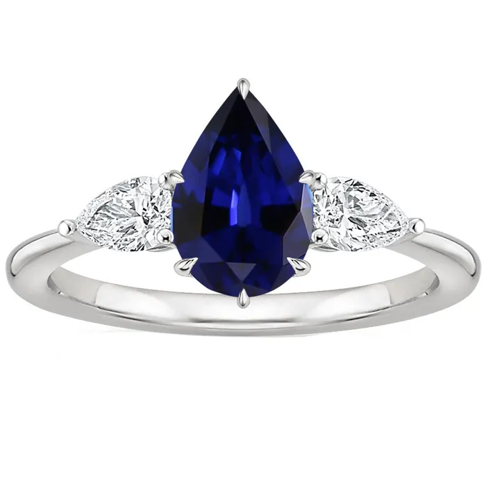 Three Stone Gold Pear Cut Ceylon Sapphire Natural Earth Mined Diamond Ring 675 Carats HarryChadEntcom Rings Three Stone Gold Pear Cut Ceylon Sapphire Natural Earth Mined Diamond Ring 675 Carats HarryChadEntcom Rings