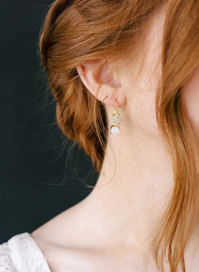 twigs honey Crystal blossom drop earrings Style 2384 Earrings