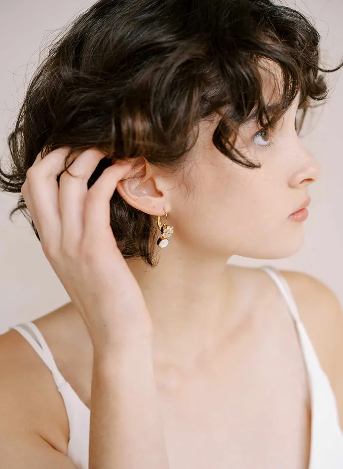 twigs honey Crystal blossom drop earrings Style 2384 Earrings