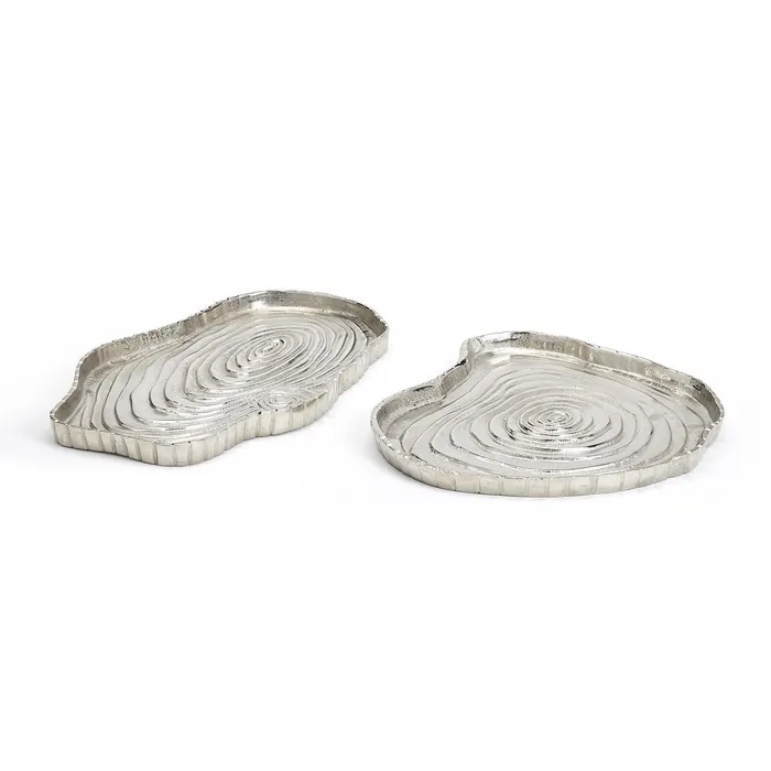 Twos Company Set of 2 Tree Ring Nickel Plated Trays Food Safe Twos Company Rings Twos Company Set of 2 Tree Ring Nickel Plated Trays Food Safe Twos Company Rings