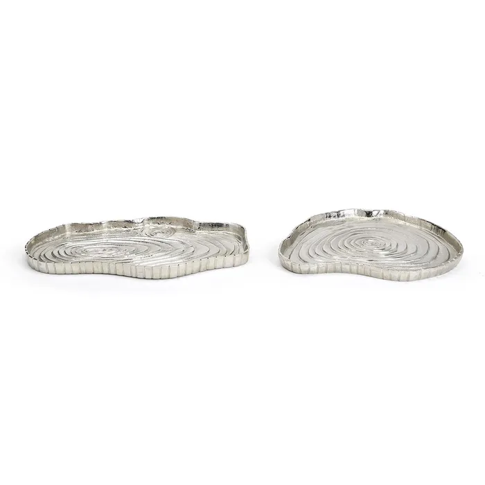 Twos Company Set of 2 Tree Ring Nickel Plated Trays Food Safe Twos Company Rings