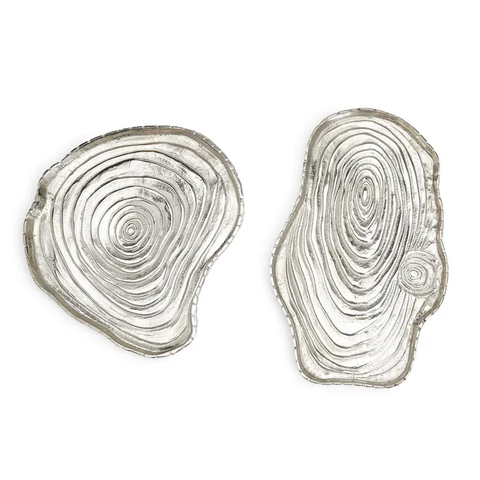 Twos Company Set of 2 Tree Ring Nickel Plated Trays Food Safe Twos Company Rings