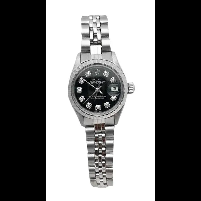 Watches GB Black Diamond Dial Rolex Date Just Ss Women Datejust Watch