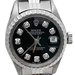 Watches GB Black Diamond Dial Rolex Date Just Ss Women Datejust Watch
