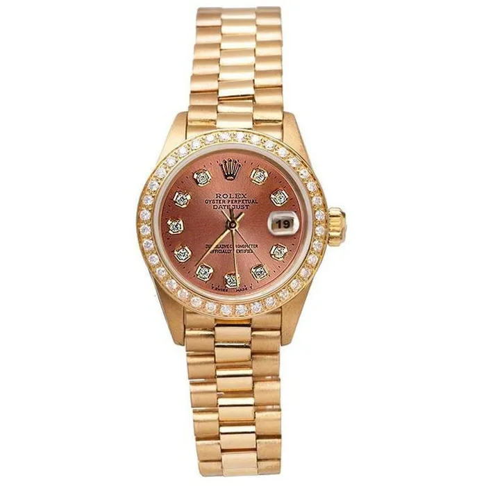 Watches Salmon Diamond Dial Bezel Rolex President Style Watch Dj GB