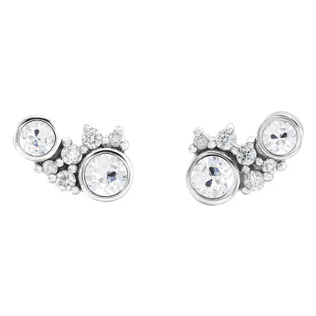 White Gold Mined Diamond Stud Earrings Round Old European 5 Carats HarryChadEntcom Earrings White Gold Mined Diamond Stud Earrings Round Old European 5 Carats HarryChadEntcom Earrings